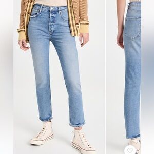 AGOLDE Riley Lighthwash distressed crop 26